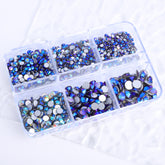 Mixed Sizes 6 Grid Box Black Diamond AB Glass FlatBack Rhinestones For Nail Art  Silver Back WholesaleRhinestone
